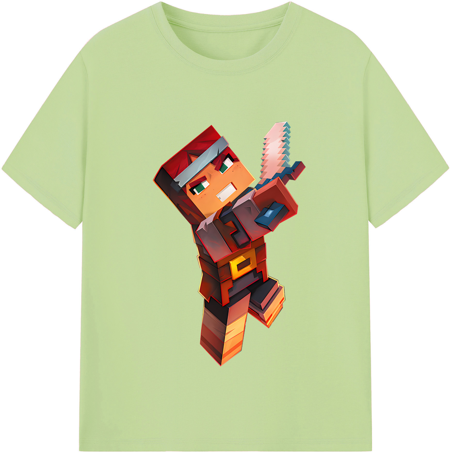 （画像用） マインクラフト ブロックの世界 Minecraft MC Block world 綿100％半袖Tシャツ（フロントプリント）